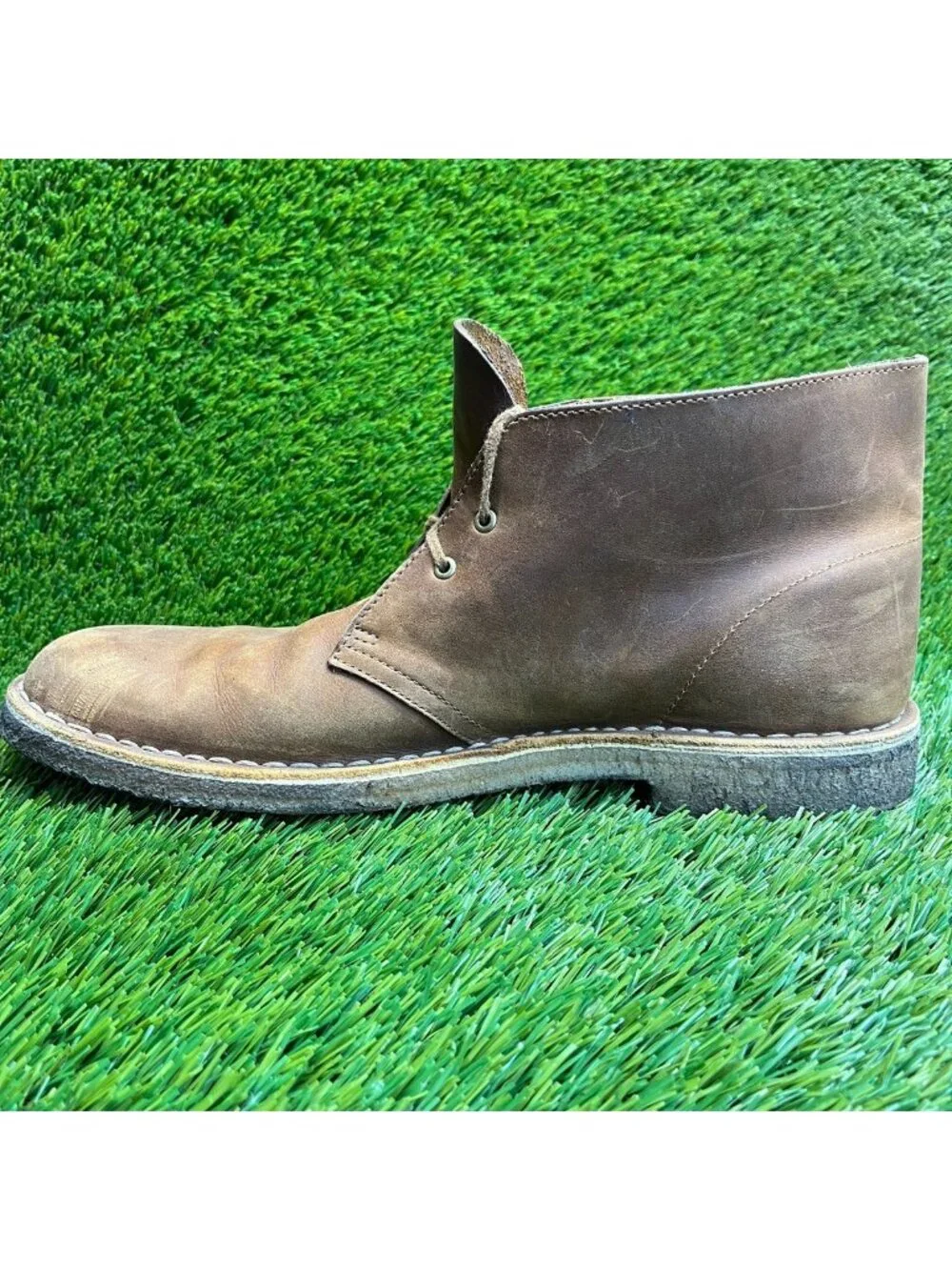 Clarks Originals Mens Size 12 Brown Classic Outdoor Leather Lace Up Desert Boots